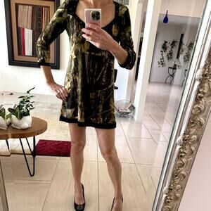 Eva Varro Camouflage Print Mini Tunic Dress Size M